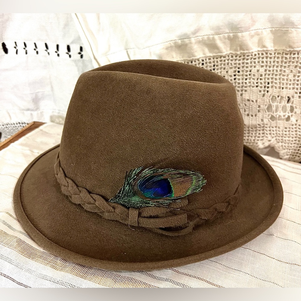 Biltmore Golden Pheasant Velour Fedora Hat Seal Brown Size 7 Vintage